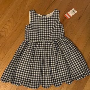 navy & white 100% cotton gingham dress